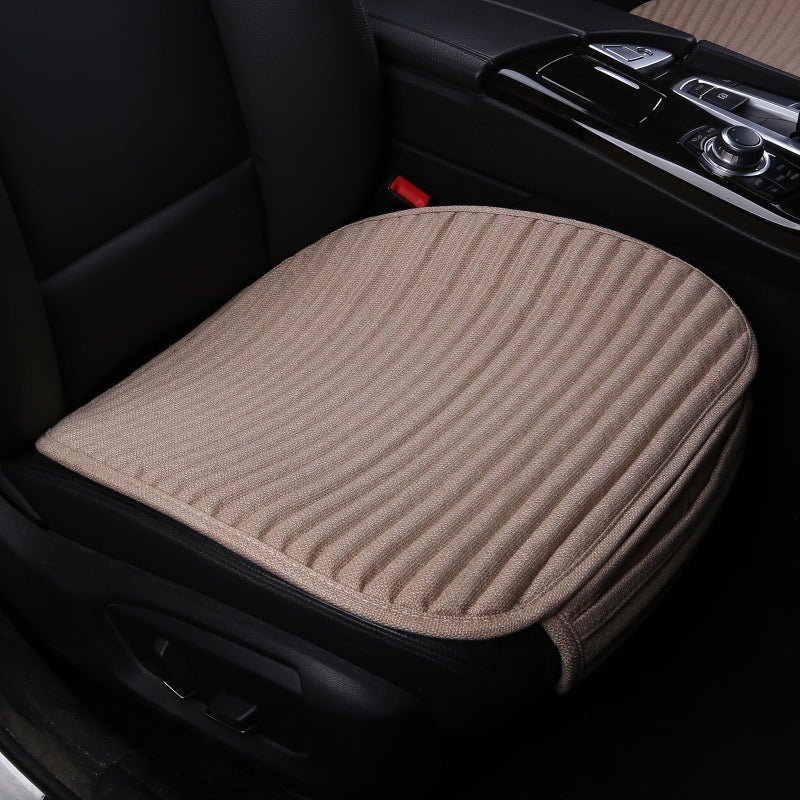 Suninbox Beige Car Seat Covers,Buckwheat Hulls Universal Bottom Seat Cover Front Seats Only,Cloth Tan Driver Car Seat Protector,Car Seat Pads Cushions for Automobiles,Beige - Image 1